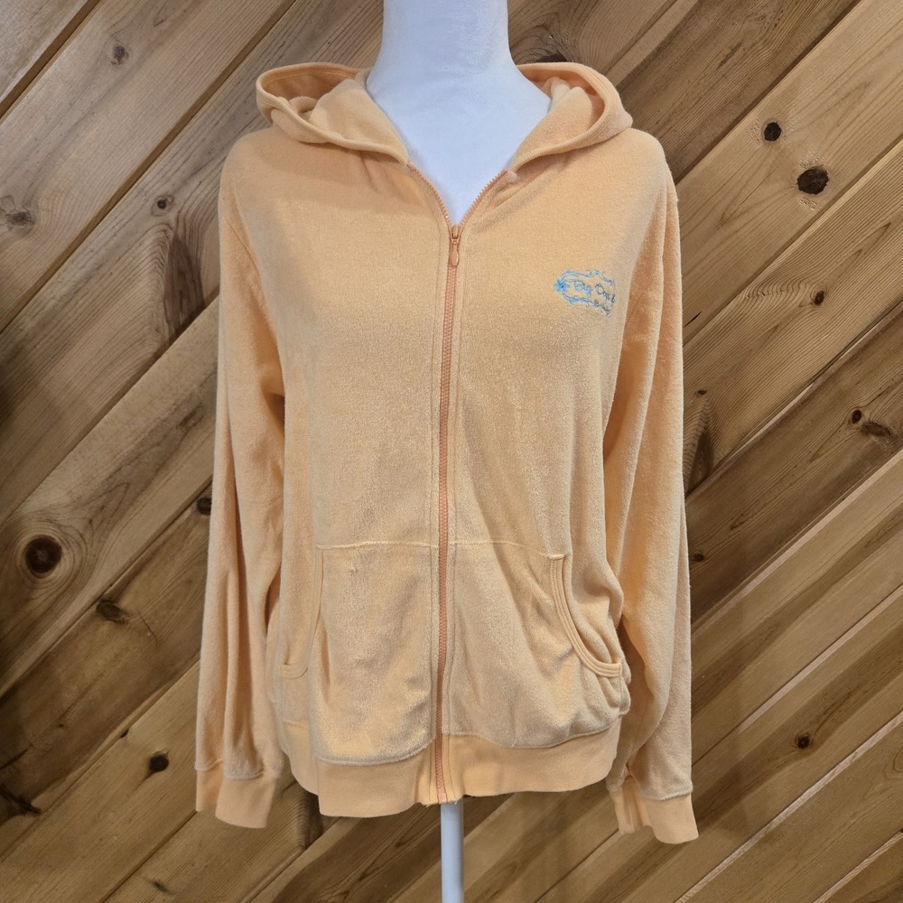 Vintage Big Dogs Womens Orange Full Zip Terry Cloth Sweatshirt Large